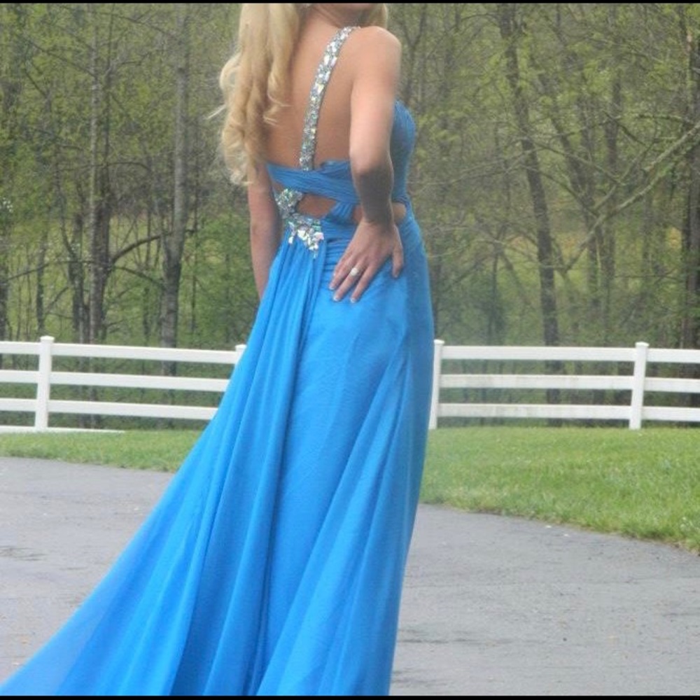 Blue Sherri Hill Prom Dress 1/2